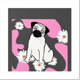 Daisy pug Posters and Art